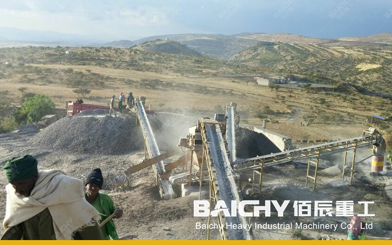 Установка для дробления твердых пород камня мощностью 80-100 тонн в час