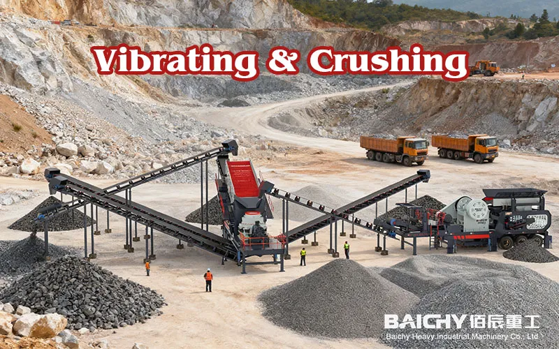 Вибрационная дробилка, Гусеничная мобильная сортировочно-дробильная станция, Гусеничная мобильная дробильная станция